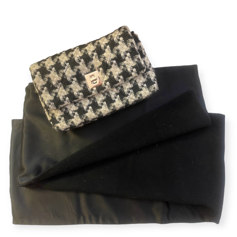 Susan Lazar silk and wool black dress scarf NWOT (Vintage from Neiman Marcus)